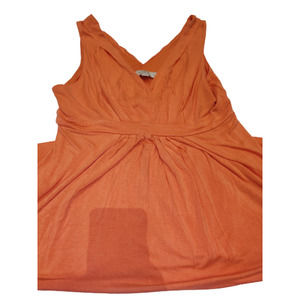 Women's Summer Casual V Neck Orange Sleeveless T-shirt Blouse  - Size XS